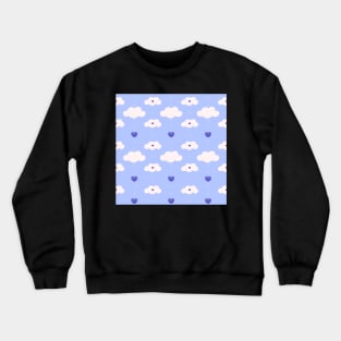 Light blue pattern with clouds, hearts Crewneck Sweatshirt